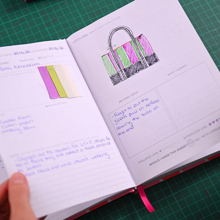 My Sewing Journal, filled in