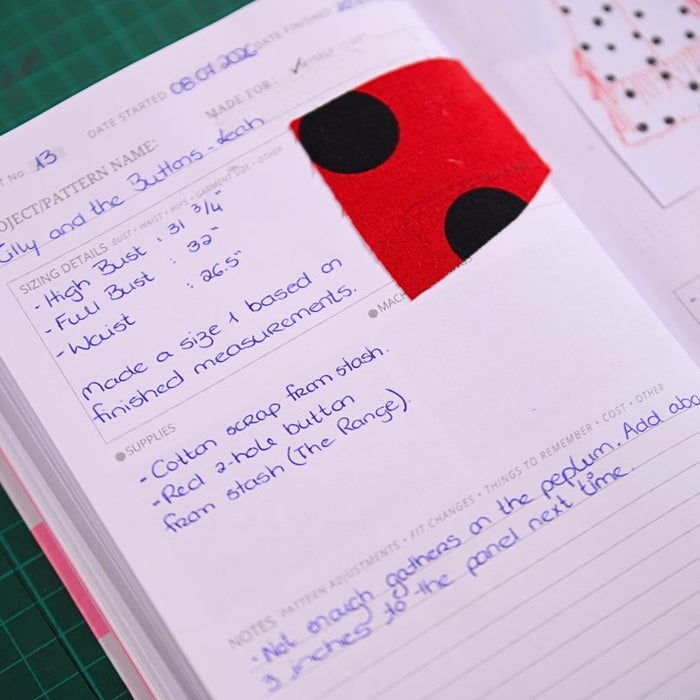My Sewing Journal, filled in