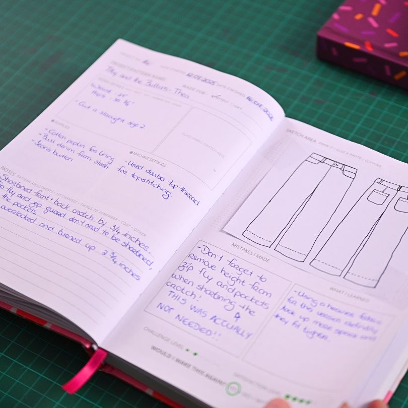 My Sewing Journal, filled in
