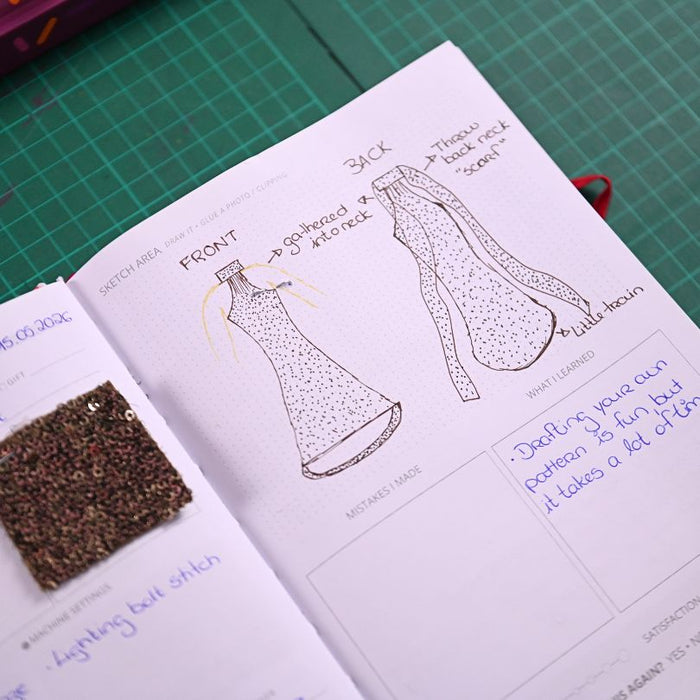 My Sewing Journal, filled in