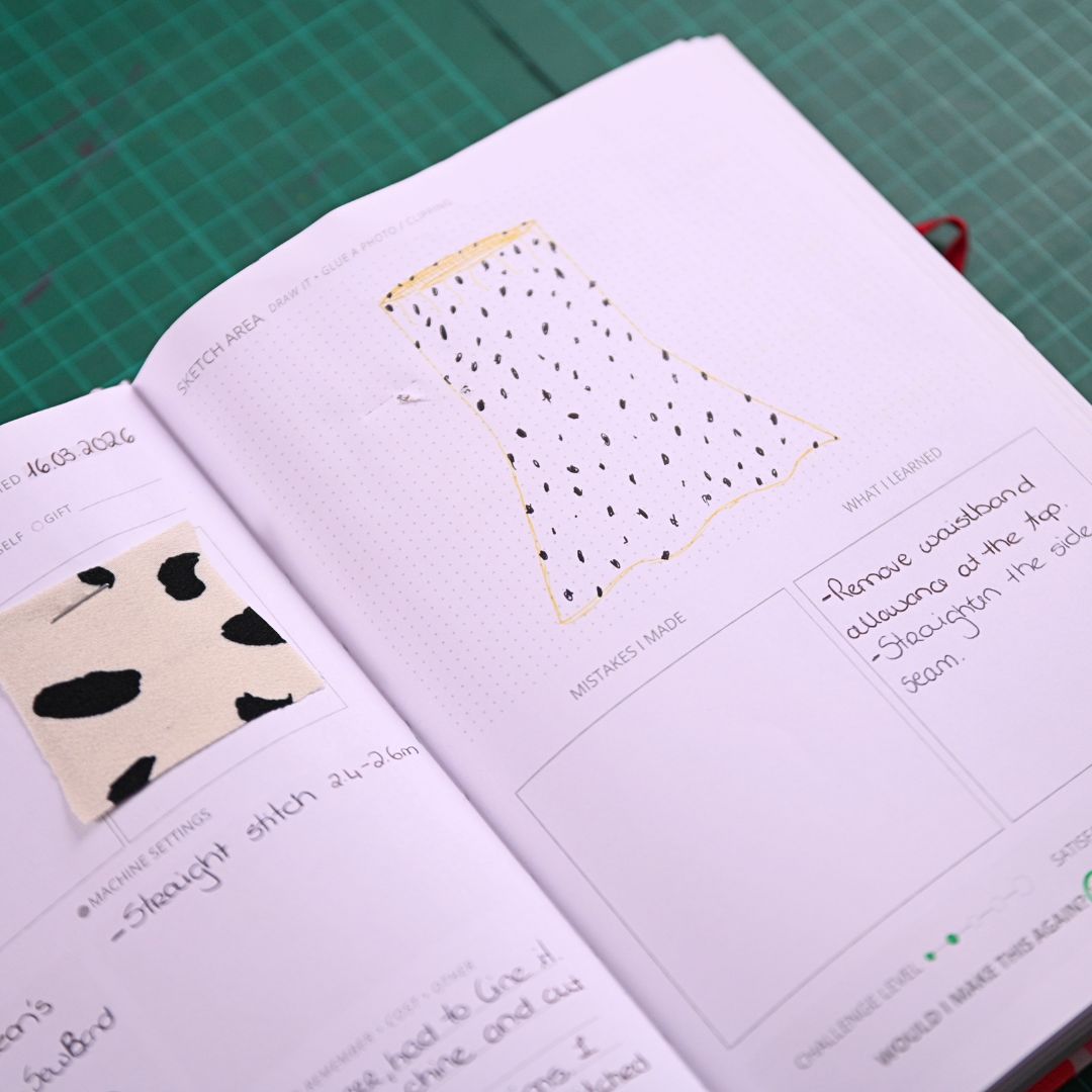 My Sewing Journal, filled in